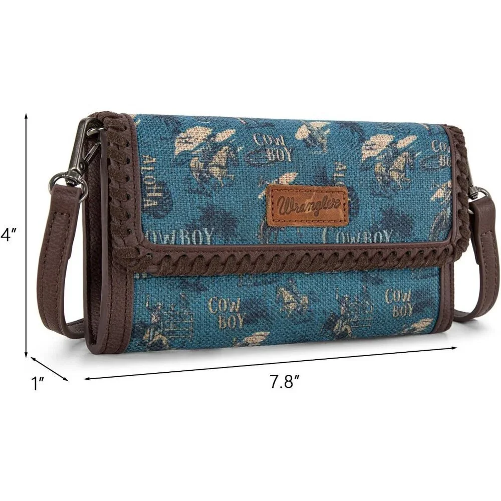 Vegan Leather Small Crossbody Bag with Cowboy Print Women’s Wallet